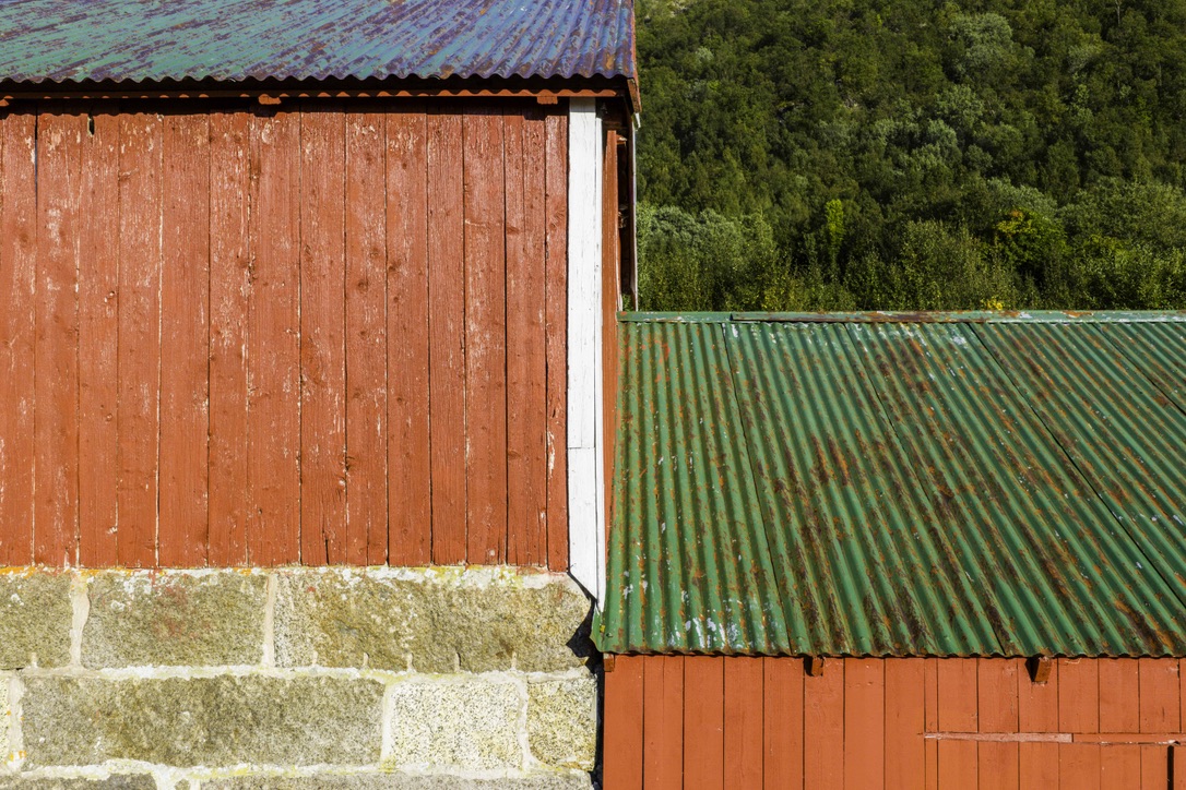 Red and green barn